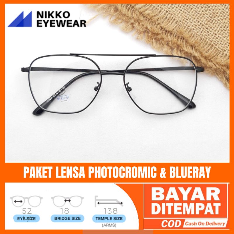 Paket Kacamata 3146 Lensa Antiradiasi Photocromic Blueray