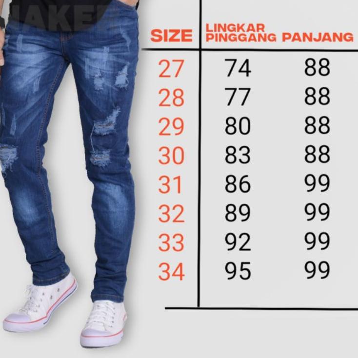 [MHL. 366736] Celana panjang jeans jins pria pensil sobek ripped softjeans premium