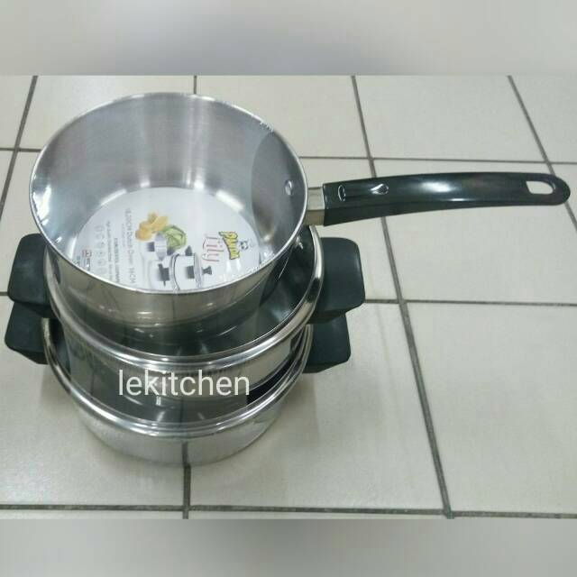 Maspion panci set isi 3 panda lily - panci susun stainless steel
