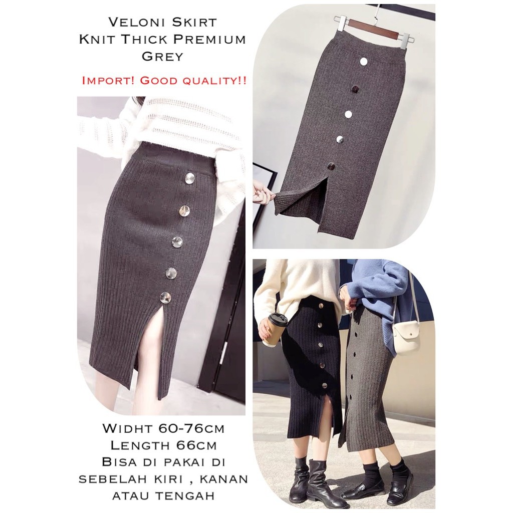 ZAZA_FASHION Rok Wanita Terbaru IMPORT Real Pict Rok Wanita Korea Veloni fit to L-Abu abu
