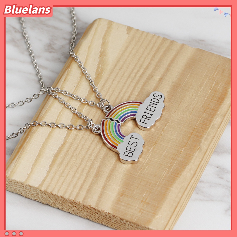 2pcs / Set Kalung Dengan Liontin Pelangi Untuk Wanita