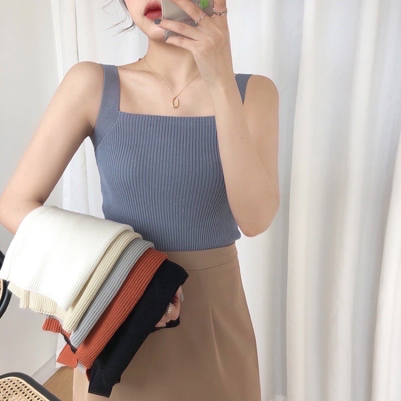 Atasan Rajut Wanita Tanktop Fashion Korea Terbaru