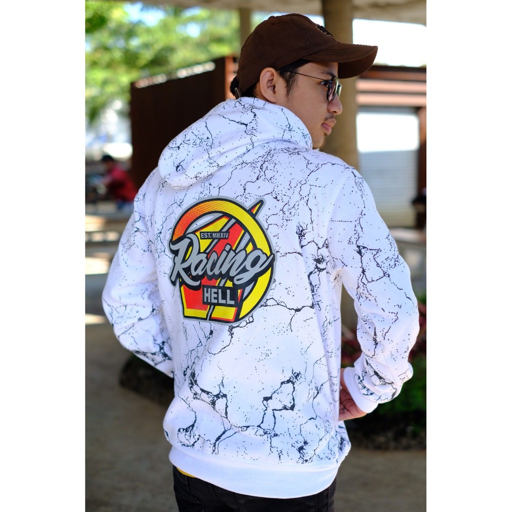 Jaket sweater Hoodie Racing hell pria- jaket racing hell fleece FULLPRINT