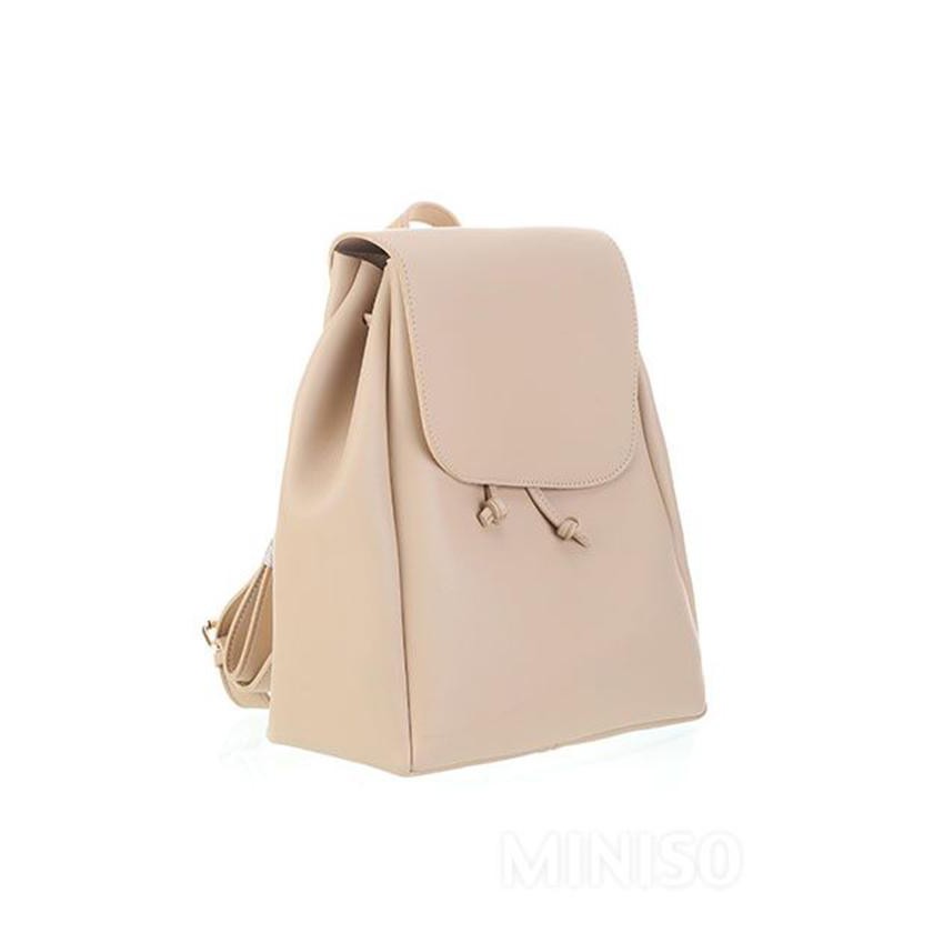 Tas Punggung Wanita Miniso / ransel / Woman's Solid Color Backpack casual Miniso (serut) -APRICOT