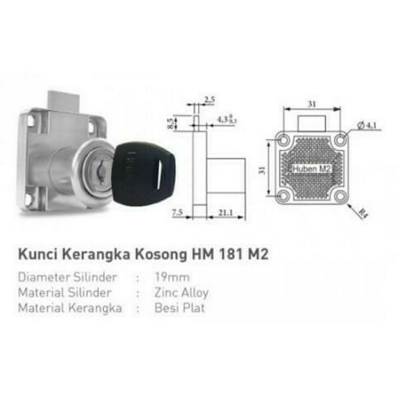 Kunci Laci Lemari Panjang 2 cm HUBEN Type HM181-M2