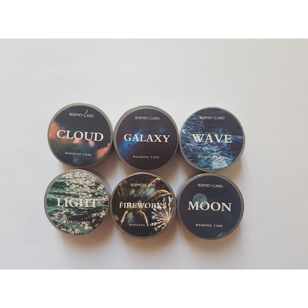 

[DUMBLE] WASHI TAPE MASKING TAPE SELOTIP 15 MM 1 ROLL SKY/GALAXY/WAVE/MOON/CLOUD