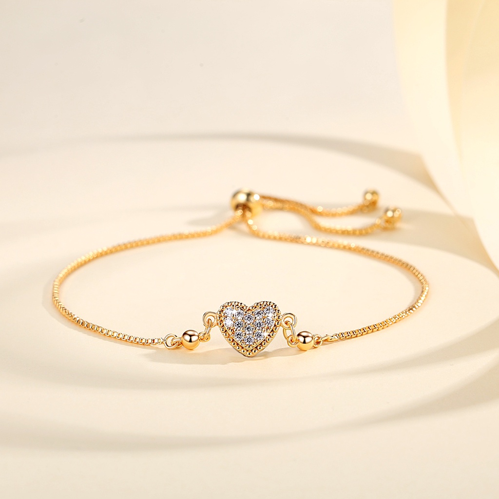 Y724 Gelang Wanita Titanium Fashion Korea Kristal Heart Anti Karat gelang serut
