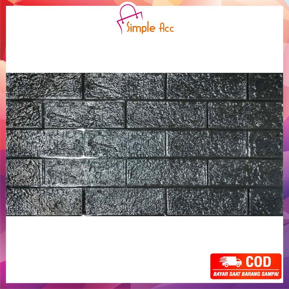 ~COD~ DO-C206 Wallpaper Dinding Foam 3D Kecil Motif Batu Bata/Walpaper Stiker Dinding Dekorasi Kamar-Batu Bata HITAM