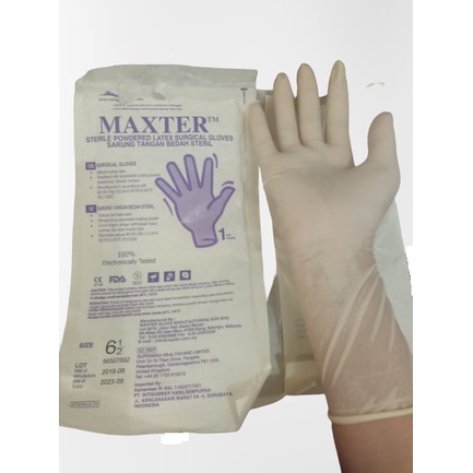 Sarung tangan latex handscoon bedah Steril Maxter gloves 6.5 7 7.5