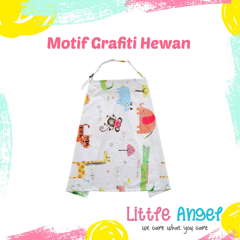 APRON KAIN IBU MENYUSUI Celemek Penutup Menyusui Bayi Jumbo Melingkar Premium Baby Nursing Cover Motif Unik Lucu