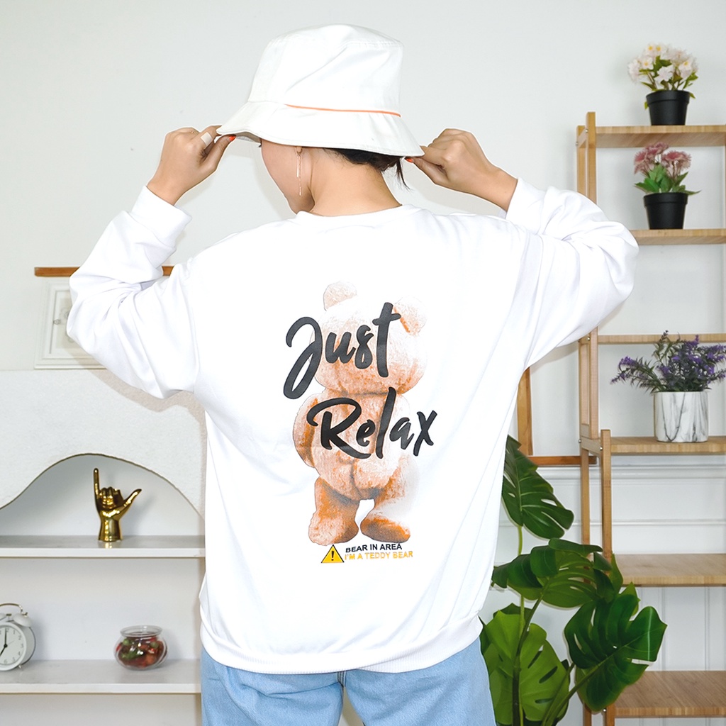 AFI - MC - FLEECE Sweater Just Relax Bear ( LD 116, PJ 60)