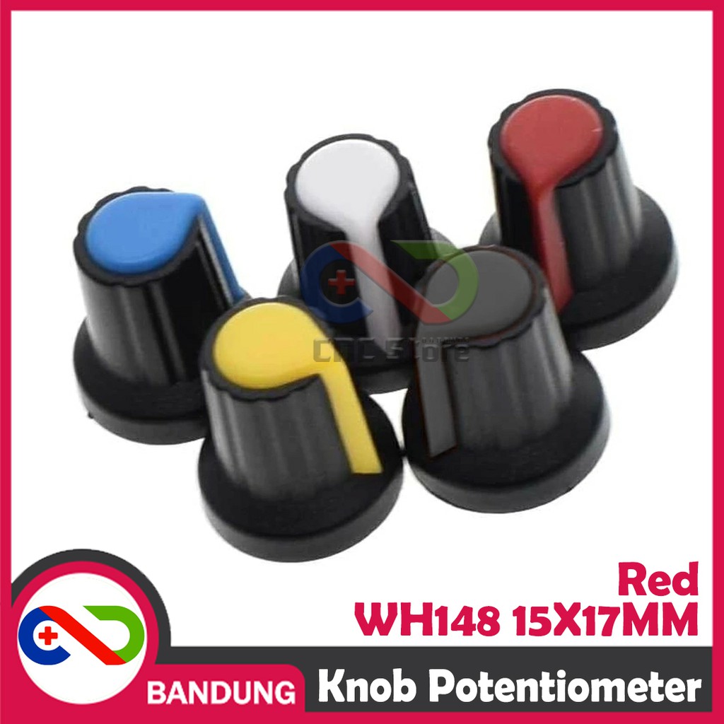 KNOB POTENTIOMETER POTENSIOMETER ROTARY WH148 15X17MM RED MERAH