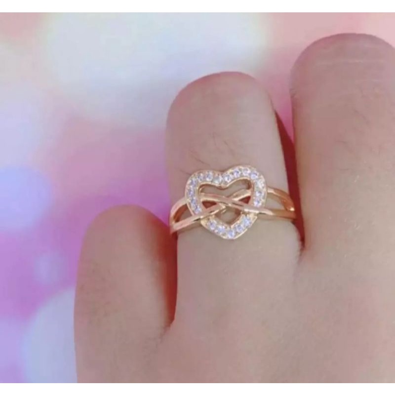 Cincin love rosegold fashion wanita titanium original anti luntur dan karat