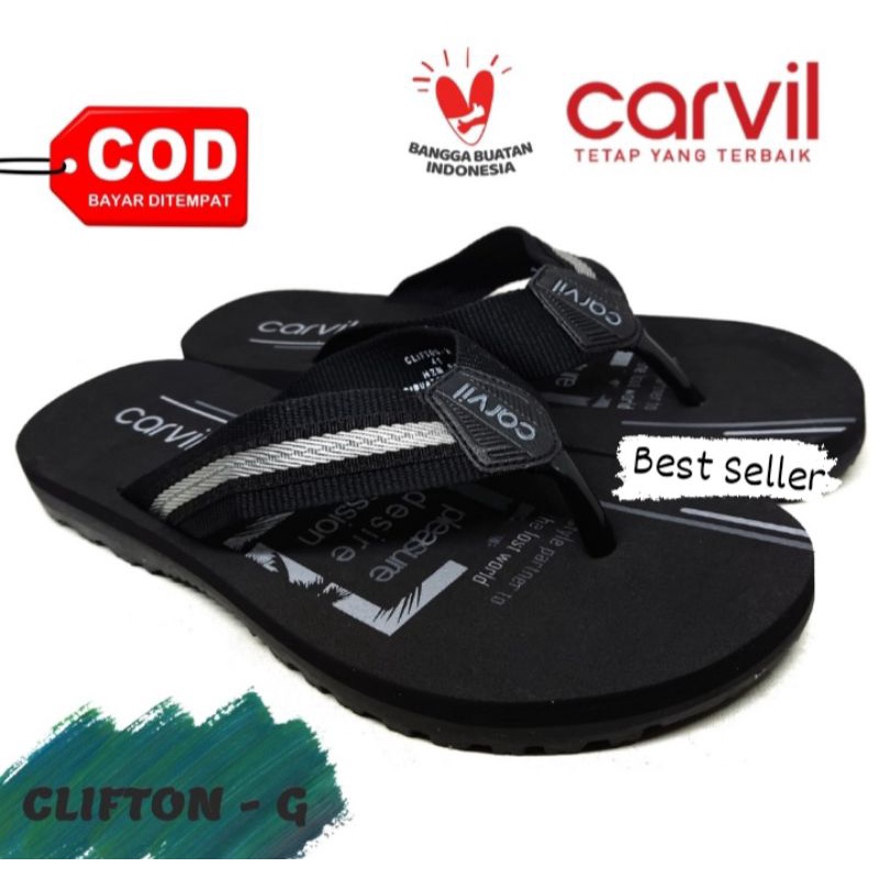 SANDAL JEPIT PRIA Sandal Pria Carvil Original Anti Air - Sendal Carvil Casual