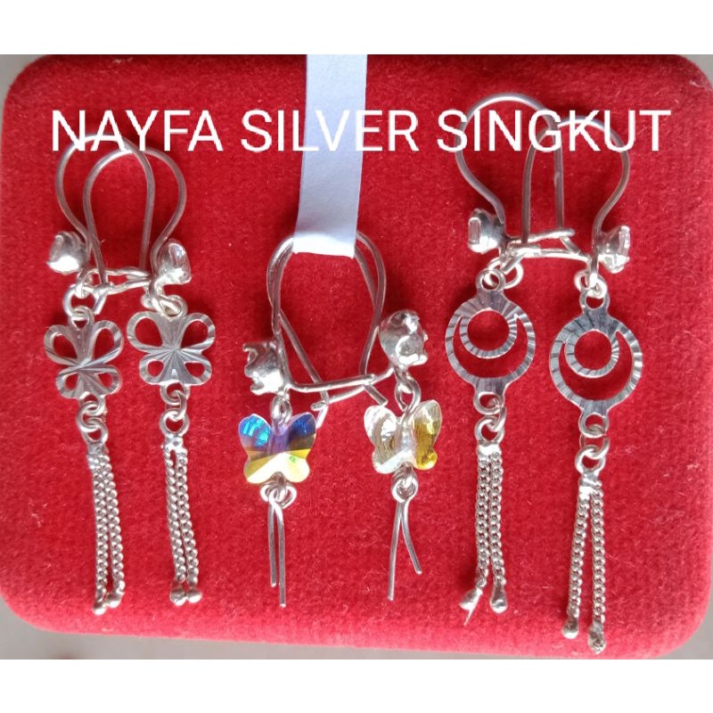 Anting Perak Singkut asli silver Perak Murni