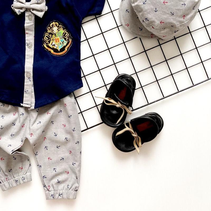 GROSIR KLIK 4x HOGWARTS JANGKAR / BASIC KOTAK Baju Setelan Kaos Celana Pergi Lucu Pakaian Anak Pakai
