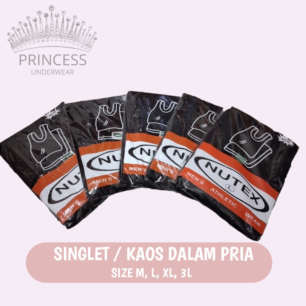 [ Princess Underwear ] 1 Lusin isi 12 Singlet Hitam Kaos Dalam Lusinan Pria remaja dan dewasa