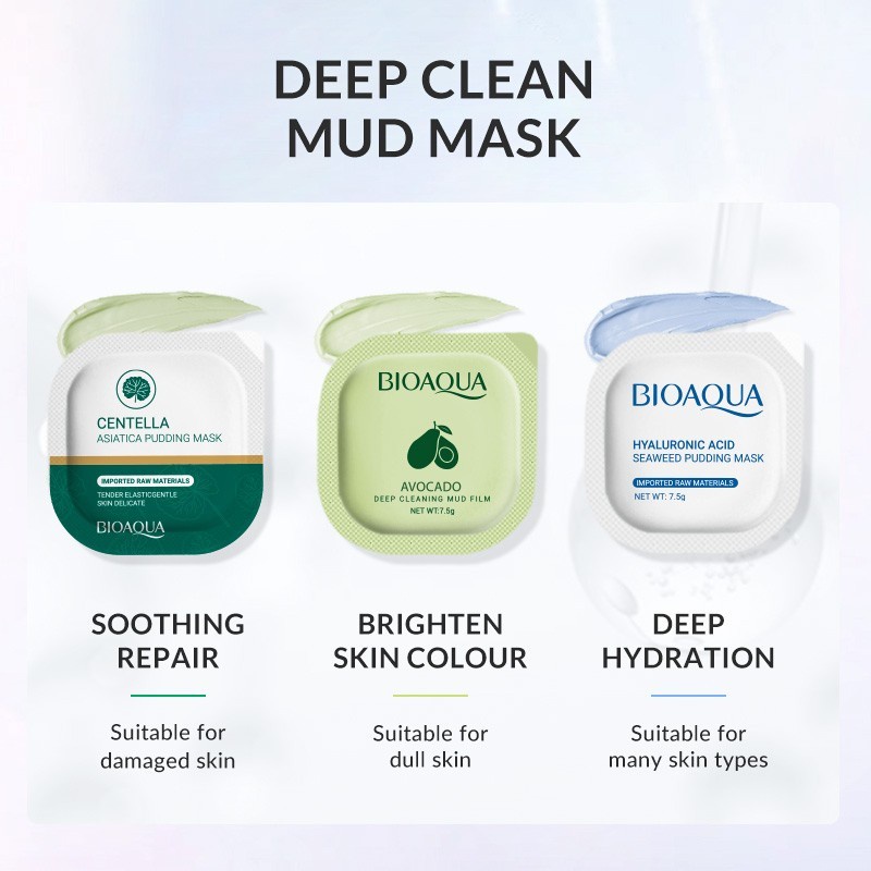 BIOAQUA pudding mask masker wajah brightening deep cleaning perawatan - 1pc = 5gr, avocado