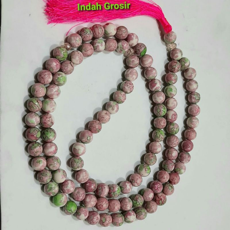 TASBIH BATU PIRUS PINK 10MM 99BUTIR ORIGINAL