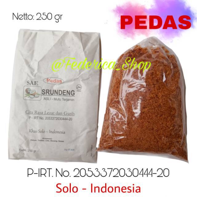 Serundeng Srundeng SAE pedas 250 gram