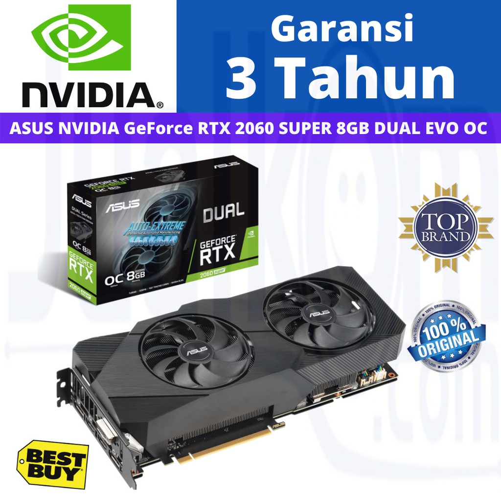 VGA ASUS NVIDIA GEFORCE RTX 2060 RTX2060 SUPER 8GB DUAL EVO OC GARANSI 3 TAHUN