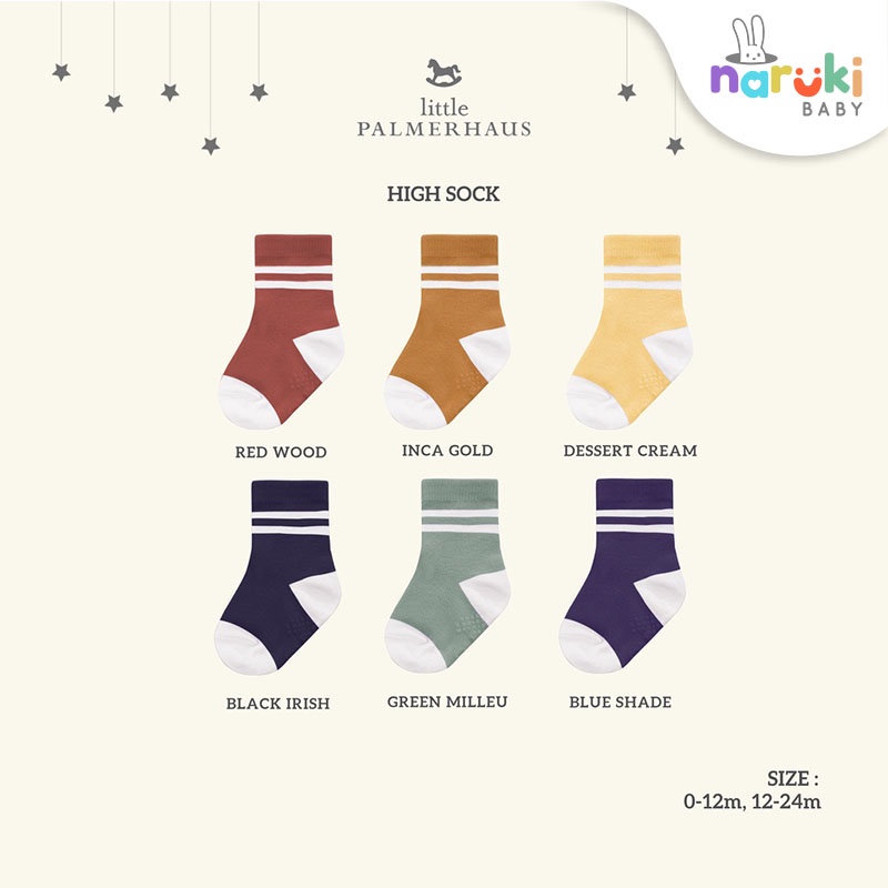 Little Palmerhaus Stripe High Socks Wording High Socks Kaos Kaki Bayi Anak 0-24 Bulan