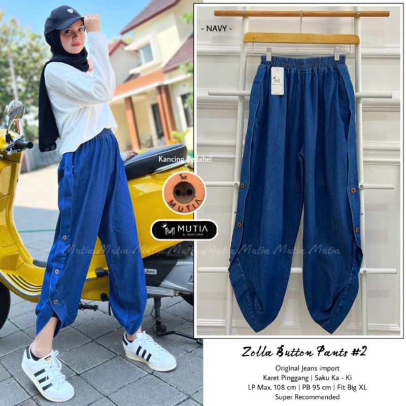 ZOLLA BUTTON PANT #2 BY MUTIA / CELANA BAGGY JEANS WANITA MUSLIMAH / Celana jeans cewek