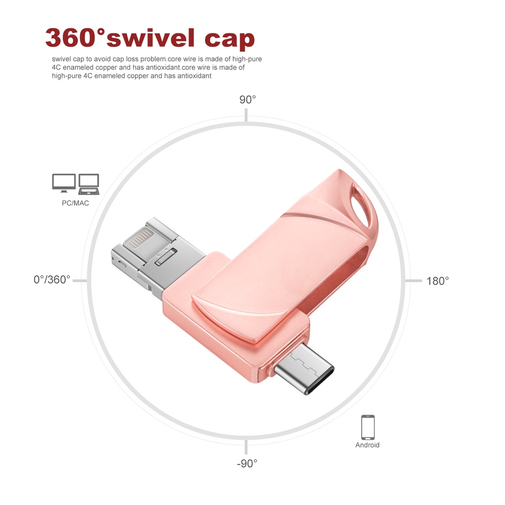 Flash Drive pendrive Original 3 in 1 Tipe c Untuk iphone / ios / android / Laptop