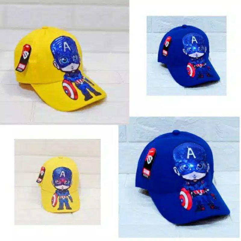 Topi anak karakter captain america semua Avenger led (nyala)bisa dipakai umur 1-10tahun