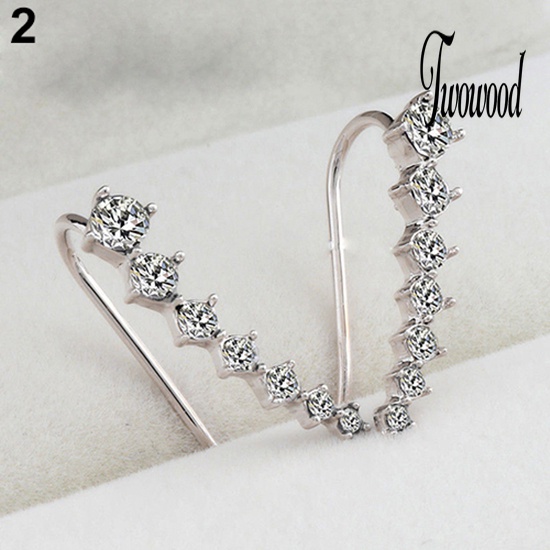 Anting Stud Kait Aksen Berlian Imitasi Bahan Zirkon Untuk Wanita