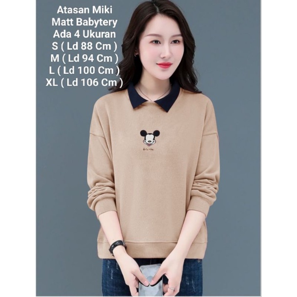 PROMO☑️ATASAN TERBARU☑️ATASAN WANITA MODEL KERAH/ATASAN MIKI 4 UKURAN S-M-L-XL/MATT BABYTERRY/BLOUSE WANITA TERBARU/ATASAN WANITA LENGAN PANJANG MANGSET/GOOD QUALITY