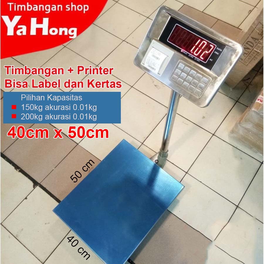 Timbangan Barang Digital Ekspedisi + Printer Label Kertas 150kg 200kg