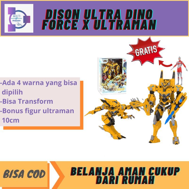 Mainan Anak laki laki robot mainan anak DISON ULTRA DINO FORCE x ULTRAMAN free