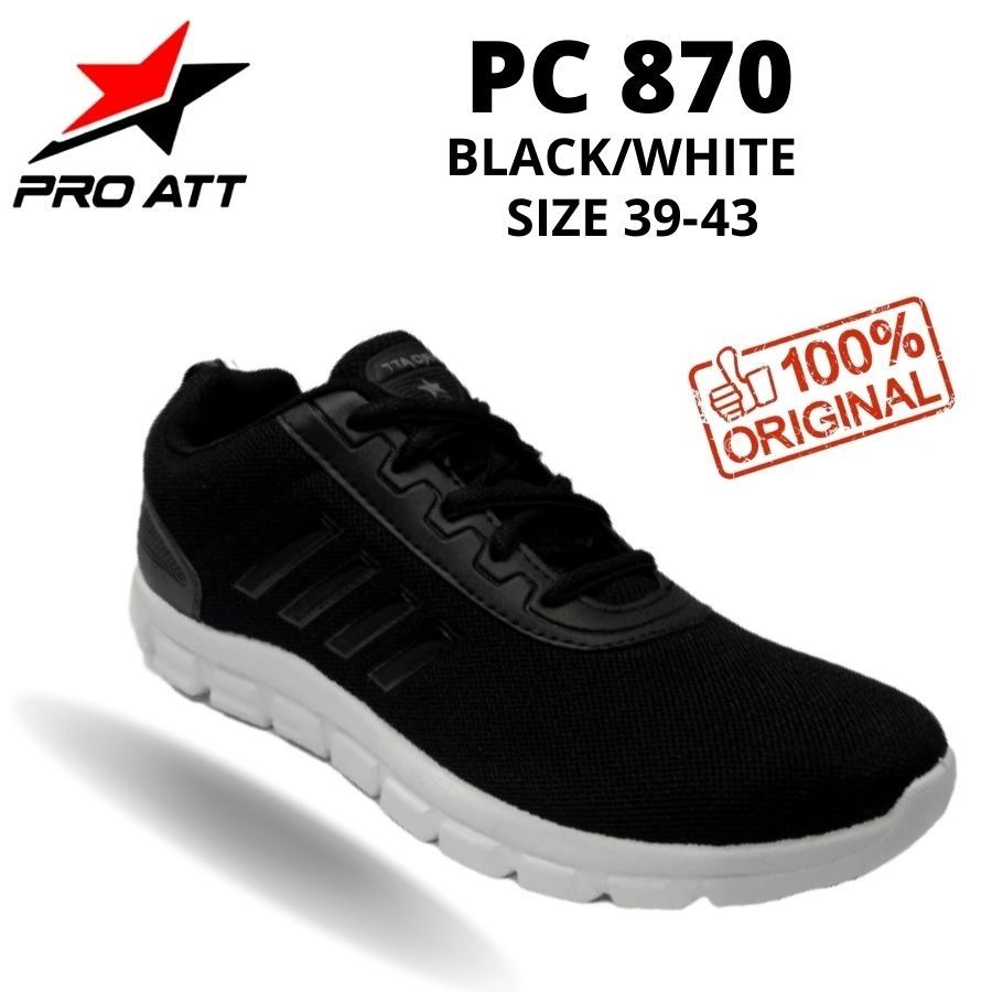 SEPATU SEKOLAH PRO ATT PI 600 - PC 870 HITAM/HITAM PUTIH SIZE 39-42 SEPATU TALI SEPATU OLAHRAGA SNEAKER PRIA SEPATU KERJA