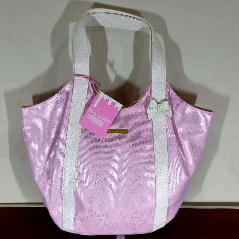 ORIGINAL TOTE BAG JUI CY COUTURE PINK LIST WHITE / TAS SELEMPANG PINK