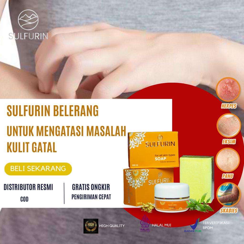 OBAT jerawat punggung wajah GATAL KULIT SABUN SULFUR BELERANG Paket Sulfurin Belerang Sabun + Salep Krim