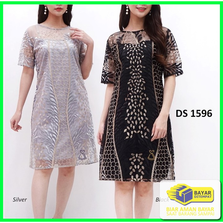 Dress Wanita Korea Dress Brukat Pendek Dress Natal Dress Korea El VE780 Ds1596 Pesta Tile Bordir Pre