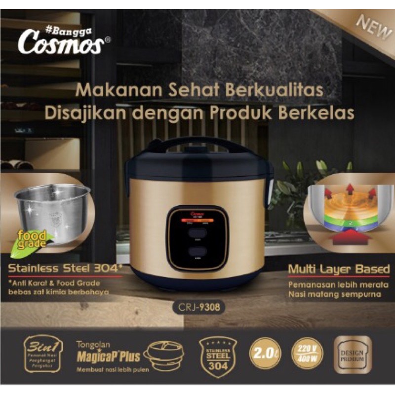 Rice Cooker Cosmos CRJ 9308 / Magic Com Cosmos CRJ9308  2 Liter