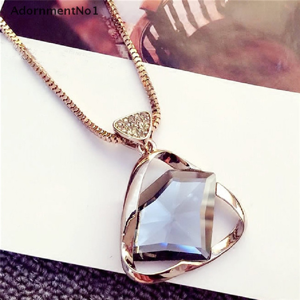 (AdornmentNo1) Kalung Rantai Panjang Liontin Geometri Aksen Kristal + Berlian Imitasi Untuk Perhiasan Wanita