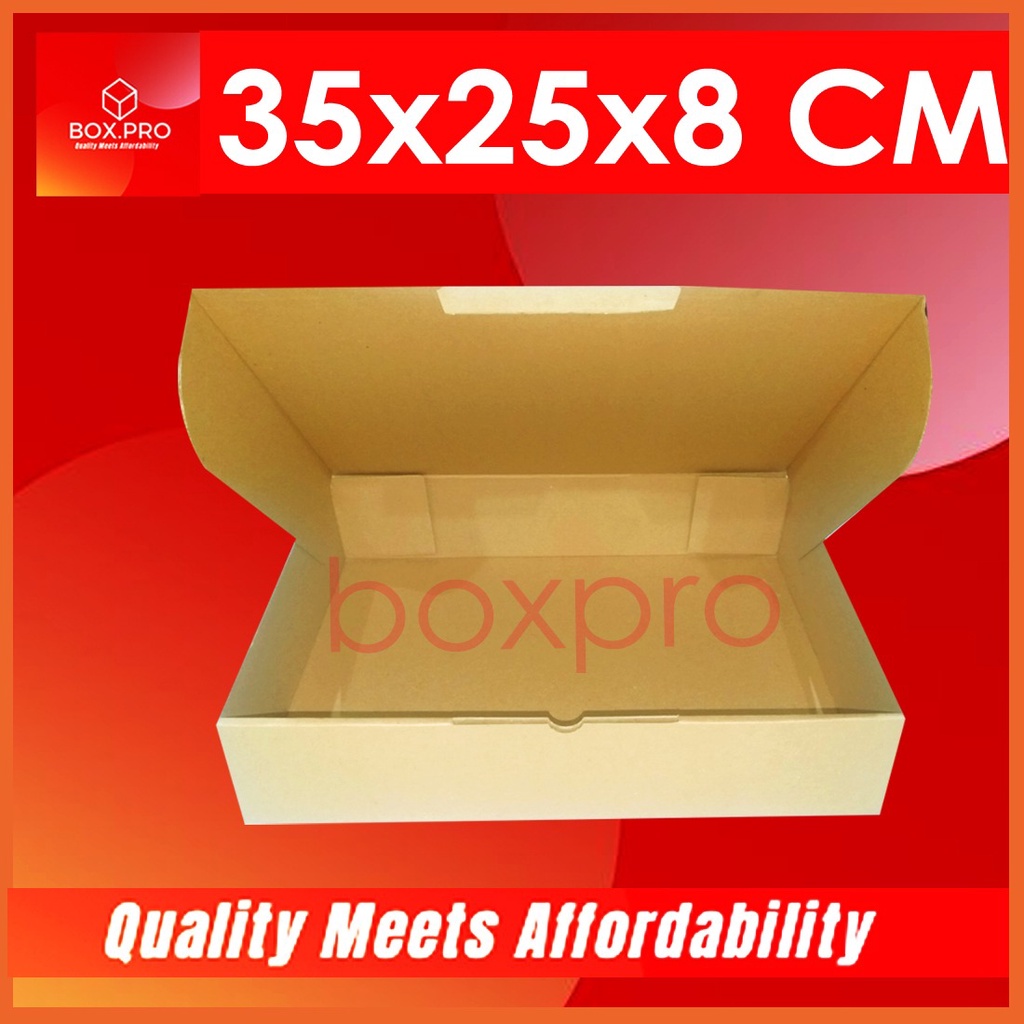 

Kardus Dus uk 35x25x8 cm (ECER) Die Cut Box Kotak Packing Aksesoris Baju Makanan Pizza Hijab Kue