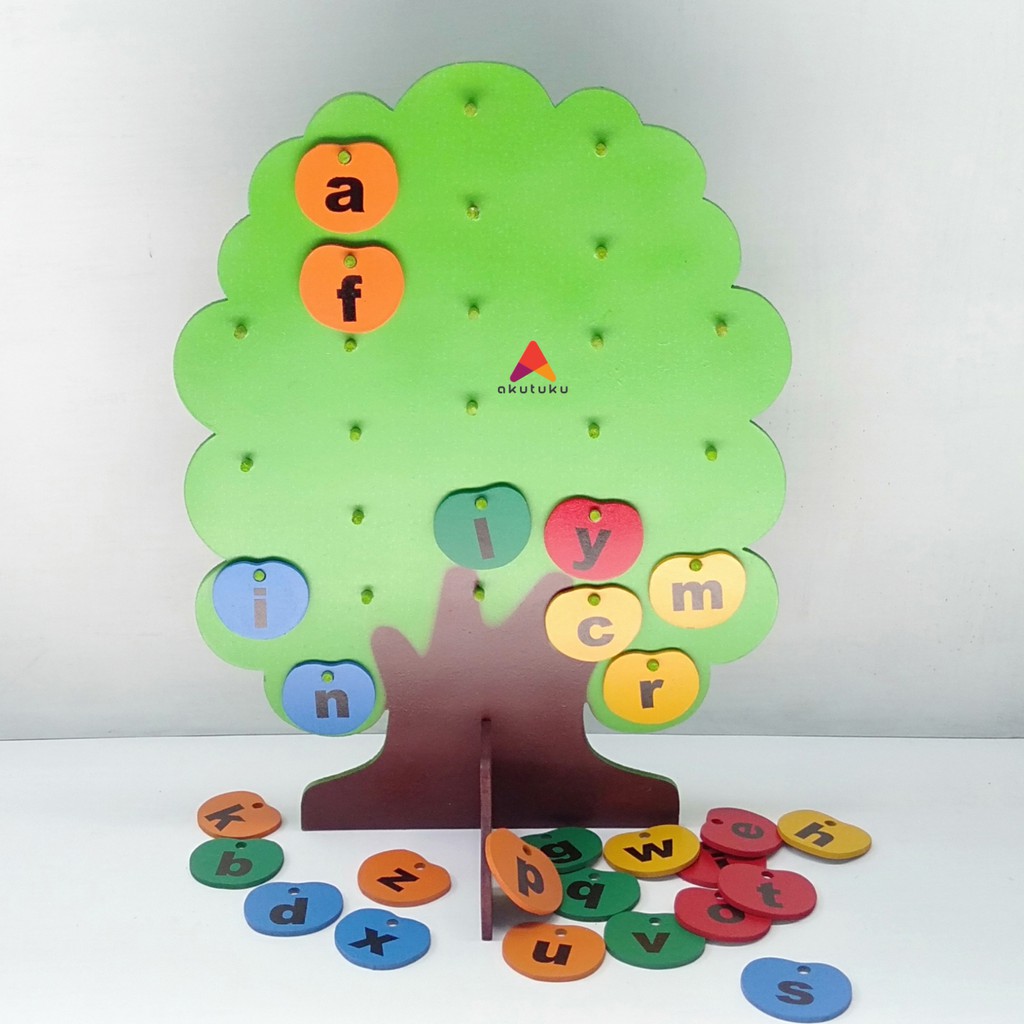 Papan permainan pohon alphabet/ huruf Mainan edukasi anak