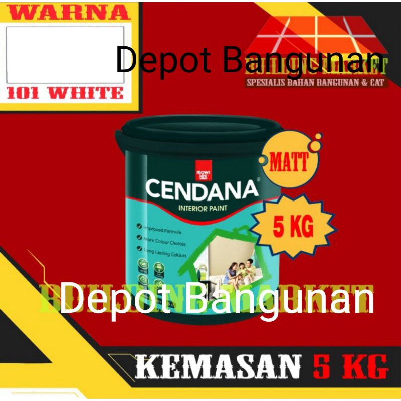 Cat Tembok Mowilex Cendana Cat Plafon GRC Interior 5 KG - 101 WHITE