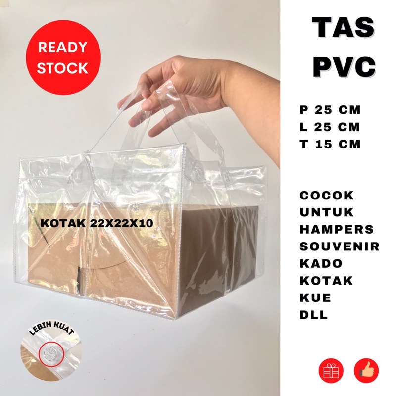 Tas pvc hampers mika uk 25 x 25 x 15 box kotak kue goodie bag TERMURAH ready stock