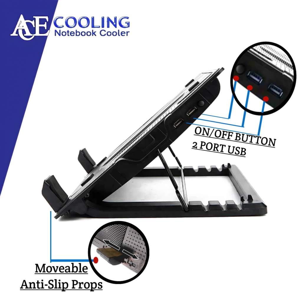 Kipas laptop Ace Cooling type ergostand high speed 15,6inch