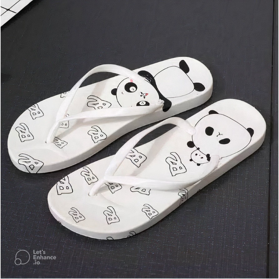 ( BISA COD ) SANDAL JEPIT TERBARU SENDAL SPON MOTIF PANDA LUCU IMUT BISA GROSIR