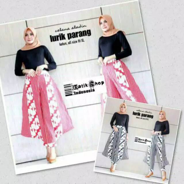 Celana Aladin Lurik Parang Kulot Batik Wanita