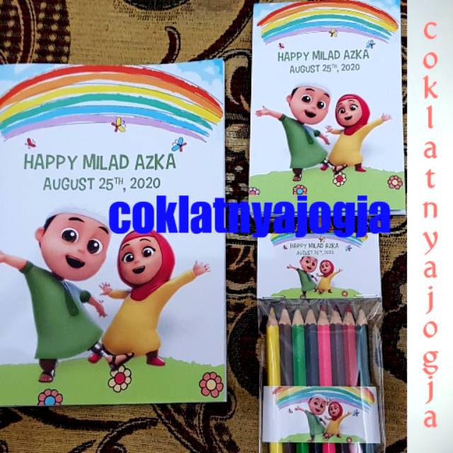 

(PO 13hr kerja, MIN 12) Birthday Goodie Bag isi Buku Aktivitas, Memo dan pensil warna isi 8 tema nussa rara