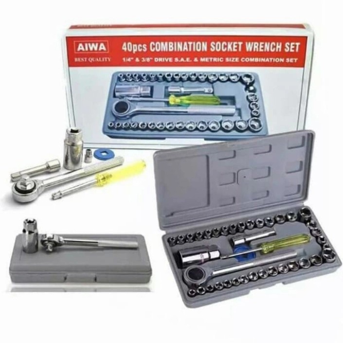 COD KUNCI SOK AIWA 40 PCS//KUNCI PAS AIWA 40 PCS//KUNCI AIWA 40 PCS COMBINATION SOCKET WRENCH SET//KUNCI AIWA SHOCK AIWA 40 PCS FULL SET MULTIFUNSI