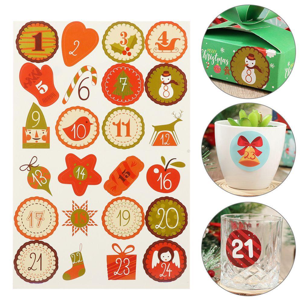 R-flower 5lembar Kalender Adven Cookie Gift Packaging Sealing Label Perekat Merry Christmas