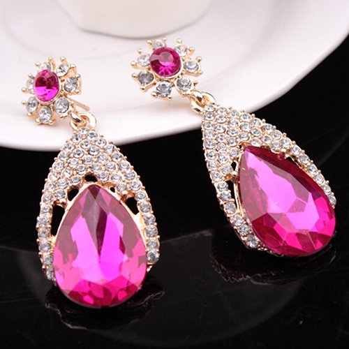 Hu Hu Hu Hu Hu Alat Bantu Pasang Kacamata♡ Anting Tusuk Gantung Desain Tetesan Air Hias Berlian Imitasi Gaya Korea Menarik Untuk Wanita